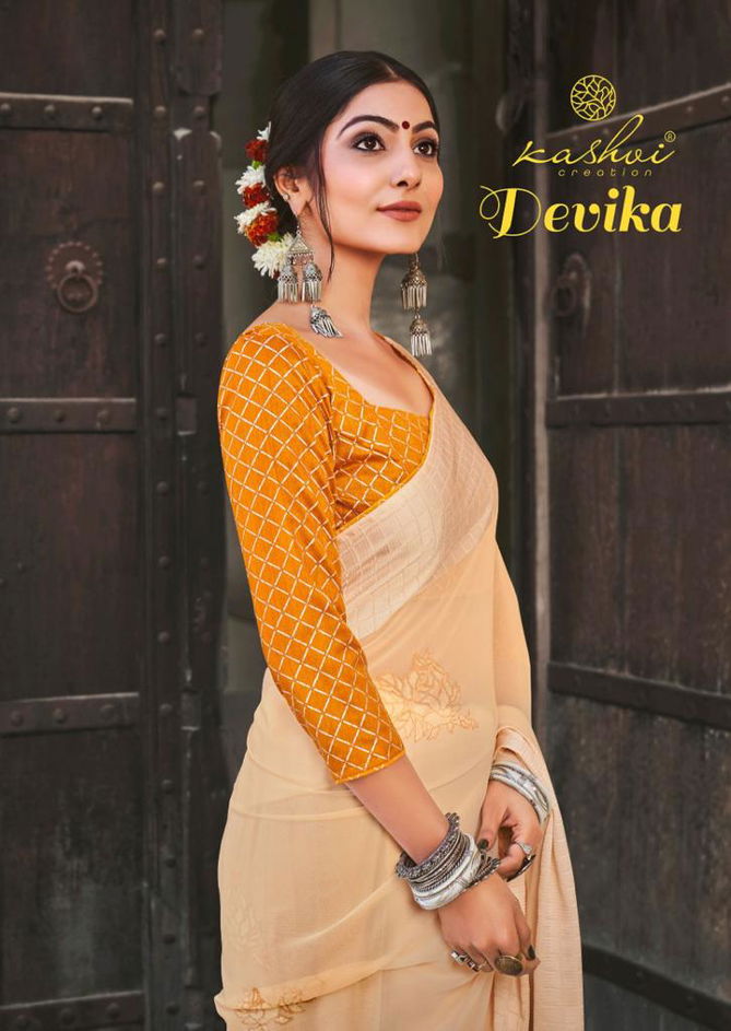 Kashvi Devika Ethnic Wear Printed Wholesale Georgette Sarees
